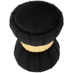 Sgabello Nero oro Imbottito Rivestimento in Velluto 46x48x96h cm, Materiale Struttura in Legno - Tupiza