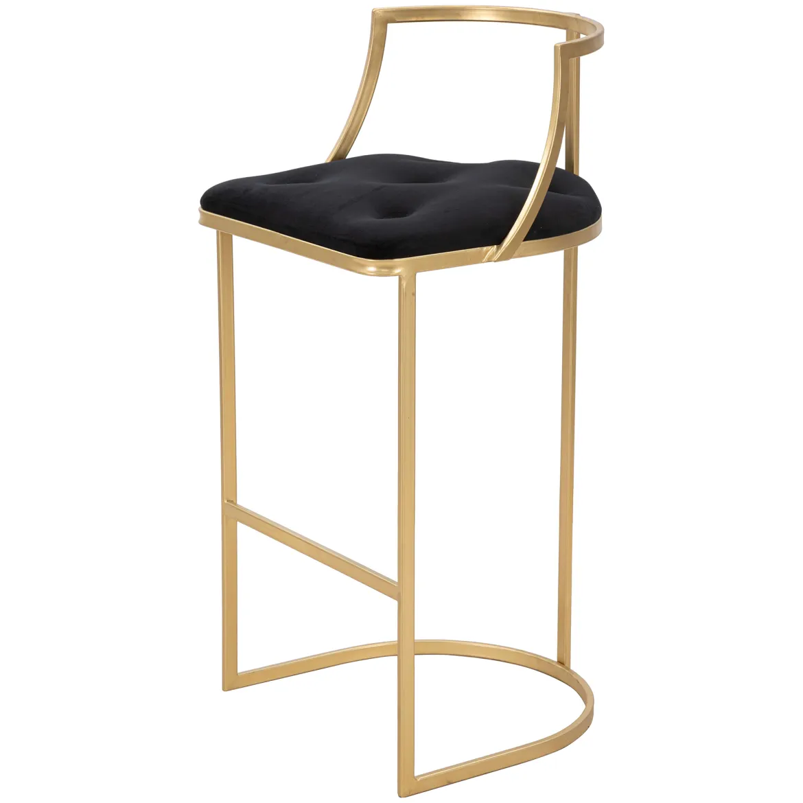 Sgabello oro Nero Imbottito Rivestimento in Velluto 45x45x90h cm, Materiale Struttura in Metallo - Daparoha