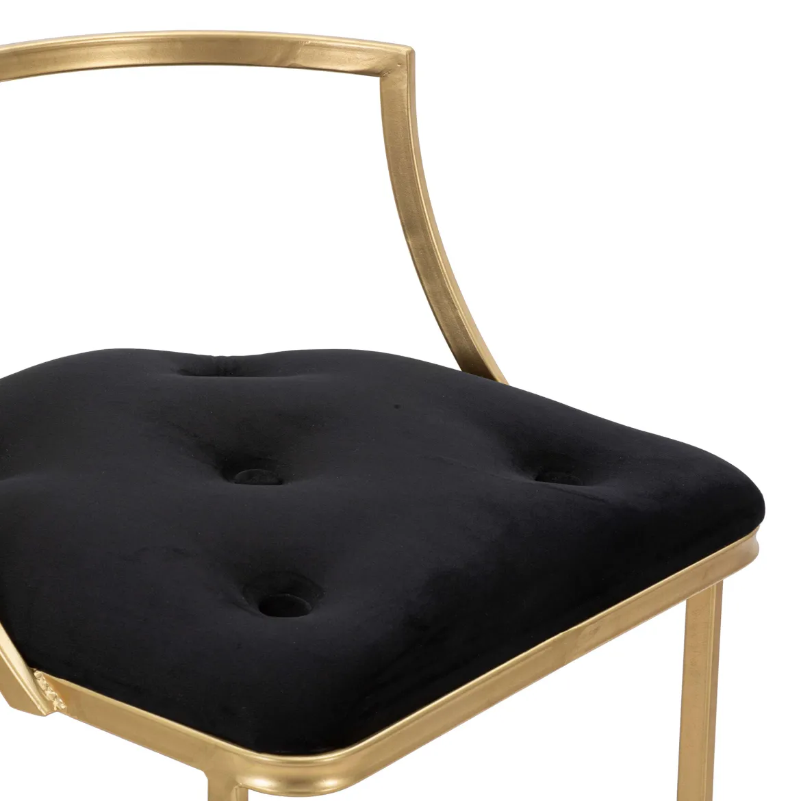 Sgabello oro Nero Imbottito Rivestimento in Velluto 45x45x90h cm, Materiale Struttura in Metallo - Daparoha