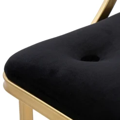 Sgabello oro Nero Imbottito Rivestimento in Velluto 45x45x90h cm, Materiale Struttura in Metallo - Daparoha
