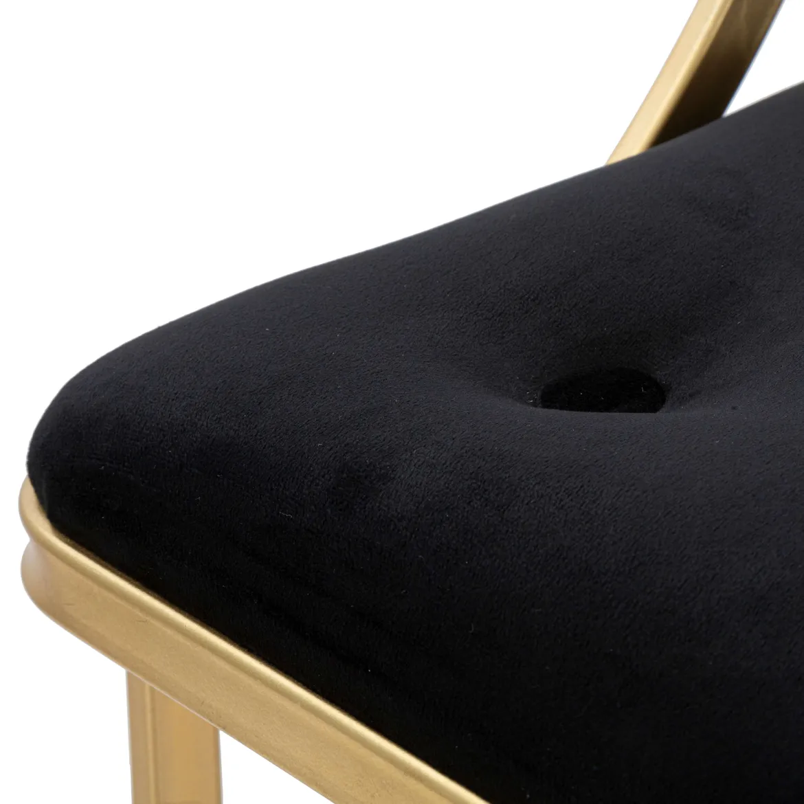 Sgabello oro Nero Imbottito Rivestimento in Velluto 45x45x90h cm, Materiale Struttura in Metallo - Daparoha