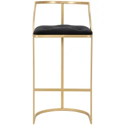 Sgabello oro Nero Imbottito Rivestimento in Velluto 45x45x90h cm, Materiale Struttura in Metallo - Daparoha