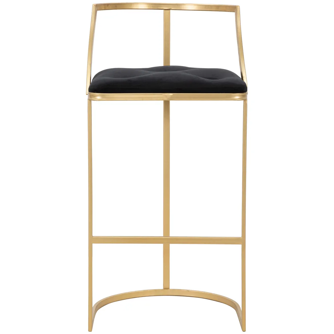 Sgabello oro Nero Imbottito Rivestimento in Velluto 45x45x90h cm, Materiale Struttura in Metallo - Daparoha