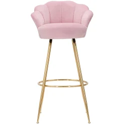 Sgabello Rosa oro Rivestimento in Velluto Imbottito 55x53x110h cm, Colore Seduta Rosa - Tequis
