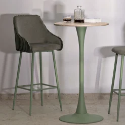 Sgabello Verde Imbottito set da 2 con Schienale 52x46x111h cm, Materiale Struttura in Legno Nobilitato - Spiti