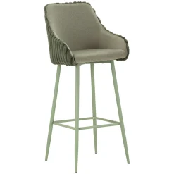 Sgabello Verde Imbottito set da 2 con Schienale 52x46x111h cm, Materiale Struttura in Legno Nobilitato - Spiti