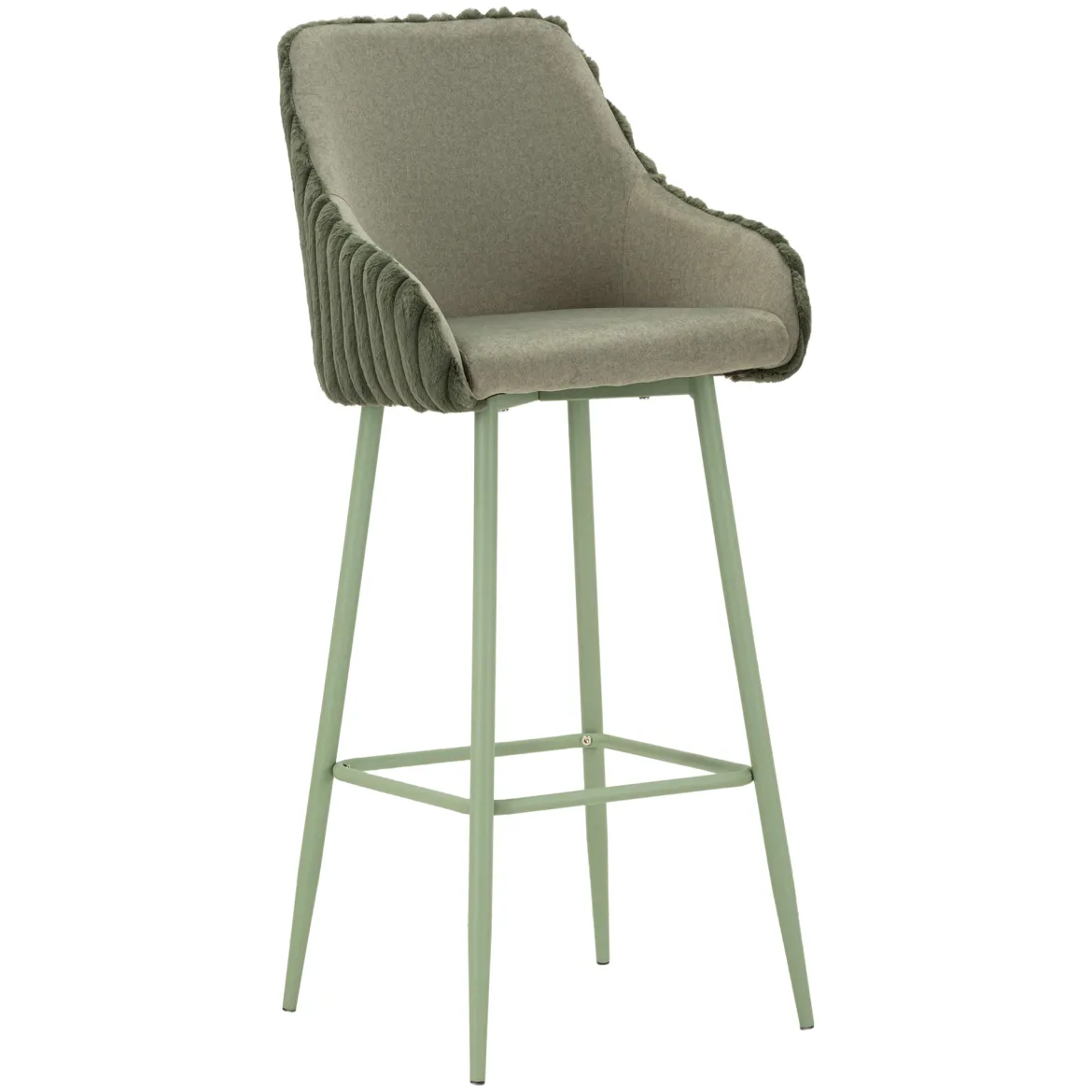 Sgabello Verde Imbottito set da 2 con Schienale 52x46x111h cm, Materiale Struttura in Legno Nobilitato - Spiti