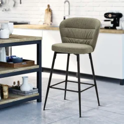 Sgabello Verde Nero Imbottito Colore Struttura Nero 52x59x108h cm, Materiale Struttura in Legno Nobilitato - Guadal