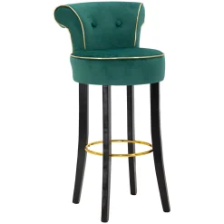 Sgabello Verde oro Imbottito Rivestimento in Velluto 46x48x96h cm, Materiale Struttura in Legno - Tupiza
