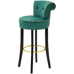 Sgabello Verde oro Imbottito Rivestimento in Velluto 46x48x96h cm, Materiale Struttura in Legno - Tupiza