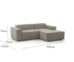 Sofa con penisola tortora 220x170x70h cm - Amuleto