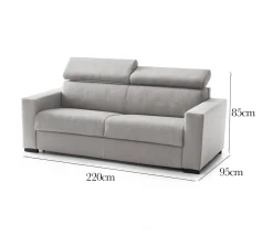 Sofa con poggiatesta regolabili grigio 220x95x85h cm - Matrice