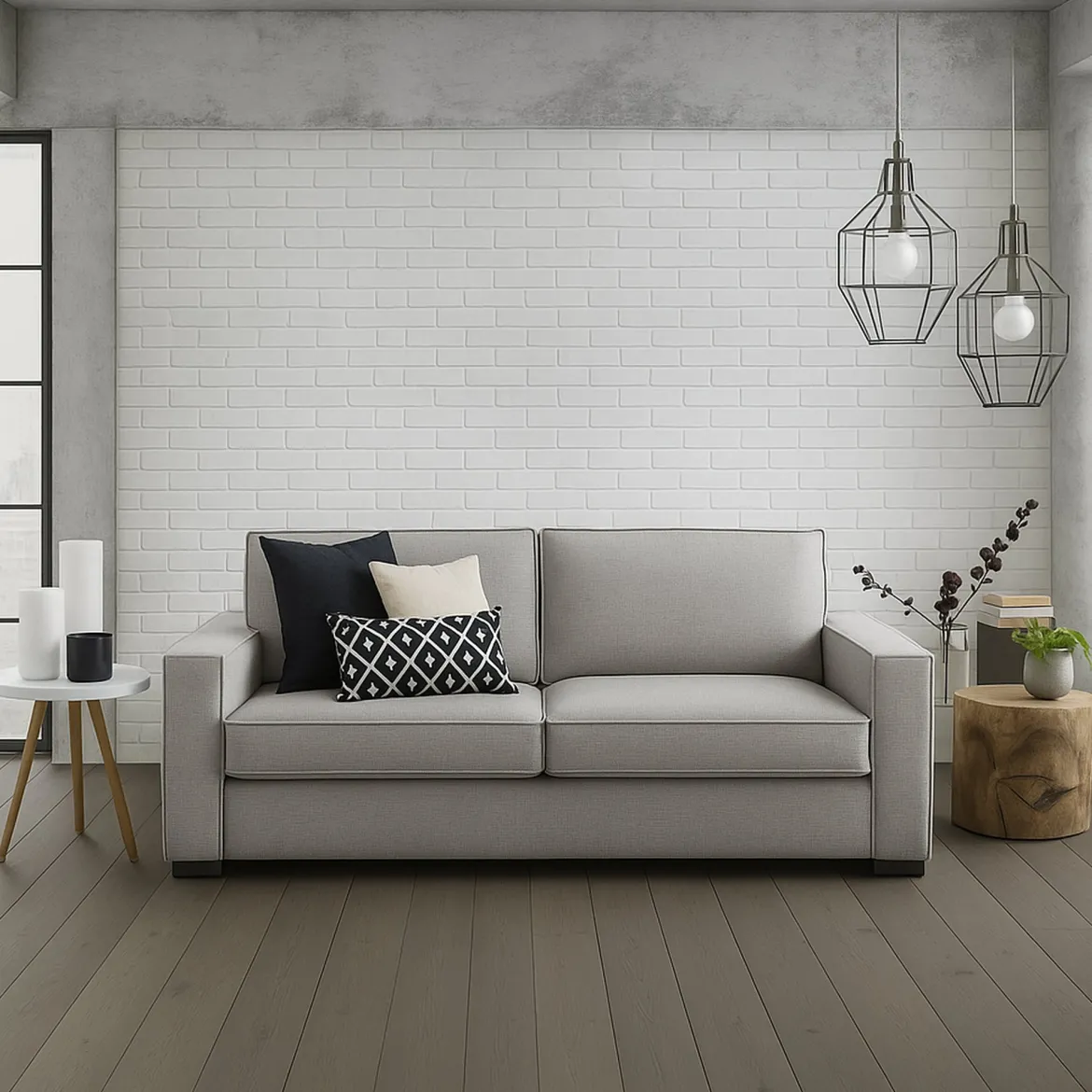 Sofa design grigio 200x95x90h cm - Abernathy