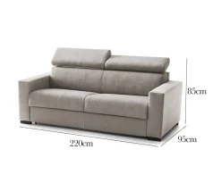 Sofa design tortora 180x95x85h cm - Vigolana