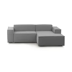 Sofa in legno e ferro rivestito in tessuto grigio 220x170x70h cm - Amuleto
