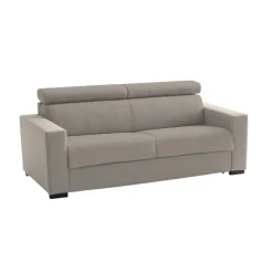 Sofa in legno e ferro rivestito in tessuto tortora 220x95x85h cm - Matrice