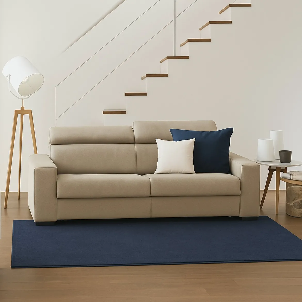 Sofa sfoderabile beige 200x95x85h cm - Vigolana