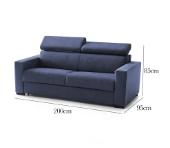 Sofà con braccioli blu 200x95x85h cm - Schiavo