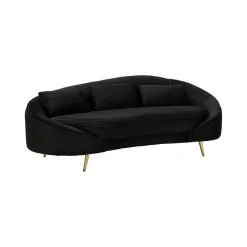 Sofà in legno e metallo rivestito in tessuto nero e oro 185x84x68h cm - Verte