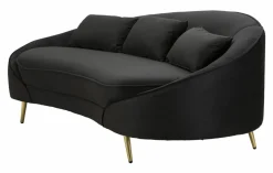 Sofà in legno e metallo rivestito in tessuto nero e oro 185x84x68h cm - Verte