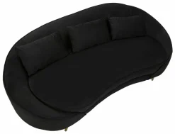 Sofà in legno e metallo rivestito in tessuto nero e oro 185x84x68h cm - Verte