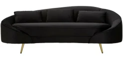 Sofà in legno e metallo rivestito in tessuto nero e oro 185x84x68h cm - Verte