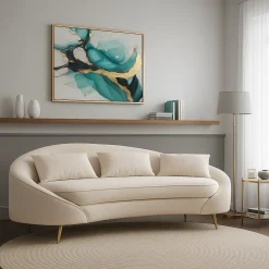 Sofà moderno crema e oro 185x84x68h cm - Verte