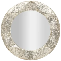 Specchio Argento Trasparente Cornice Effetto Materico Forma Ovale 104x104h cm, Tipologia a Parete - Dafateda