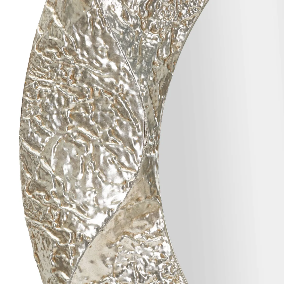 Specchio Argento Trasparente Cornice Effetto Materico Forma Ovale 104x104h cm, Tipologia a Parete - Dafateda