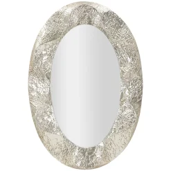 Specchio Argento Trasparente Cornice Effetto Materico Forma Ovale 88x128h cm, Tipologia a Parete - Daga