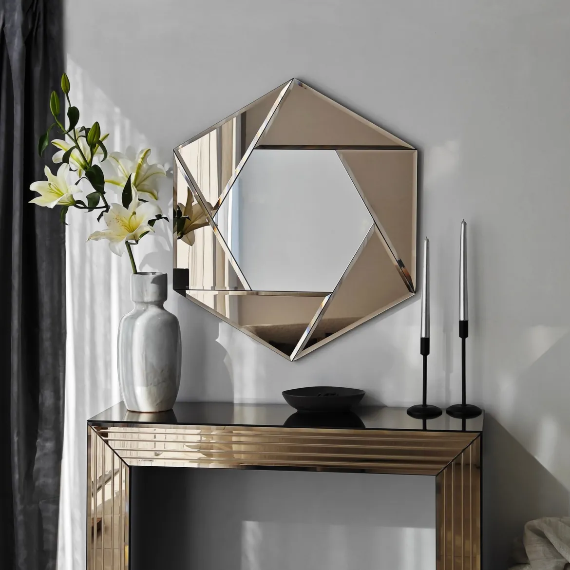 Specchio Argento Trasparente Modulabile set da 2 40x40h cm, Forma Rettangolare - Ortovero