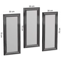 Specchio Argento Trasparente Modulabile set da 3 40x40h cm, Forma Rettangolare - Ortona