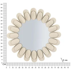 Specchio Beige Trasparente Cornice Effetto Pietra Forma Rotondo 85x85h cm, Tipologia a Parete - Dakate