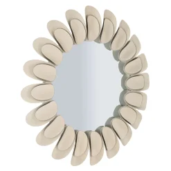 Specchio Beige Trasparente Cornice Effetto Pietra Forma Rotondo 85x85h cm, Tipologia a Parete - Dakate