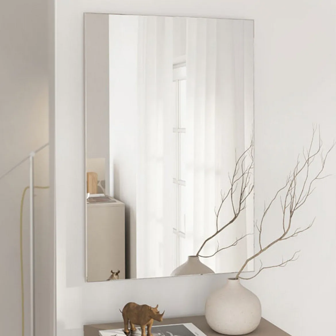 Specchio Bianco kit Fissaggio a Muro Incluso Forma Rettangolare 51x76.5h cm - Pinerolo