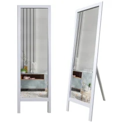 Specchio Bianco Trasparente Forma Rettangolare Tipologia a Terra 45x145h cm, Colore Struttura Trasparente - Crea