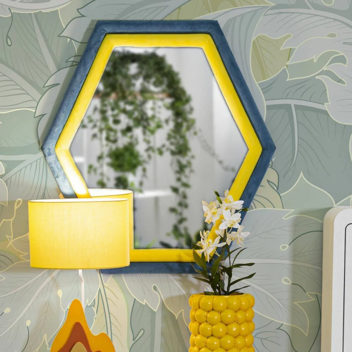 Specchio blu e giallo 75x80h cm - Balla