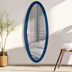 Specchio blu Trasparente Forma Ovale Tipologia a Parete 55x150h cm, Colore Struttura Trasparente - Trakai