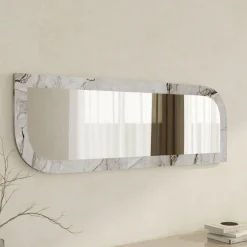 Specchio Grigio Marmo Trasparente Forma Rettangolare Tipologia a Parete 120x40h cm, Colore Struttura Trasparente - Grana