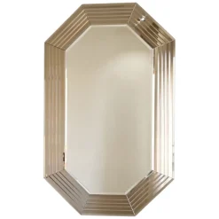 Specchio Marrone Bronzo Trasparente Dettagli Geometrici Forma Ovale 100x60h cm, Colore Struttura Trasparente - Onzo