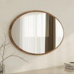 Specchio Marrone Noce Trasparente Forma Ovale Tipologia a Parete 60x90h cm, Colore Struttura Trasparente - Trens