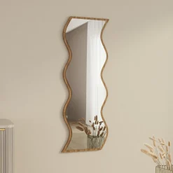 Specchio Marrone Noce Trasparente Forma Rettangolare Tipologia a Parete 40x120h cm, Colore Struttura Trasparente - Metonoka