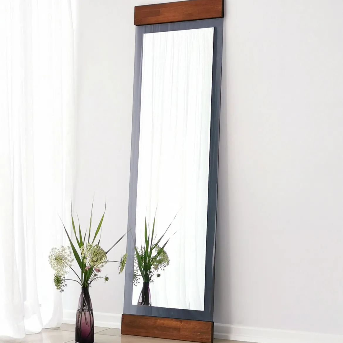 Specchio Marrone Noce Trasparente Mensola Inclusa Forma Rotondo 70x70h cm, Colore Struttura Trasparente - Spello