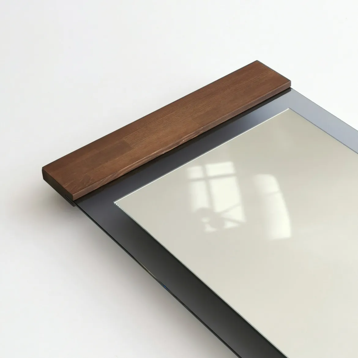 Specchio Marrone Noce Trasparente Mensola Inclusa Forma Rotondo 70x70h cm, Colore Struttura Trasparente - Spello