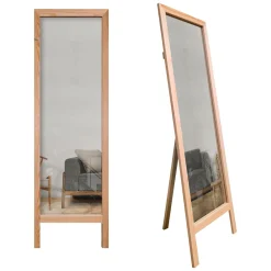 Specchio Marrone Rovere Trasparente Forma Rettangolare Tipologia a Terra 45x145h cm, Colore Struttura Trasparente - Crea