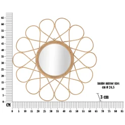 Specchio Marrone Trasparente Finiture in Rattan Forma Rotondo 66x66h cm, Tipologia a Parete - Bavasi