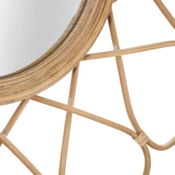 Specchio Marrone Trasparente Finiture in Rattan Forma Rotondo 66x66h cm, Tipologia a Parete - Bavasi
