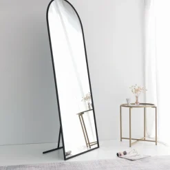 Specchio Nero Opaco Trasparente Forma Rettangolare Tipologia a Terra 65x180h cm, Colore Struttura Trasparente - Rogno