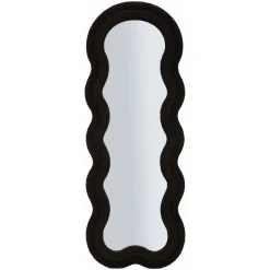 Specchio Nero Trasparente Cornice Ondulata Tessuto Teddy Forma Rettangolare 60x160h cm, Tipologia a Parete - Marylin