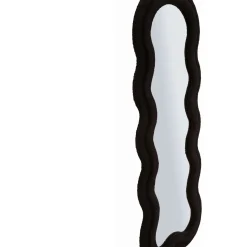 Specchio Nero Trasparente Cornice Ondulata Tessuto Teddy Forma Rettangolare 60x160h cm, Tipologia a Parete - Marylin